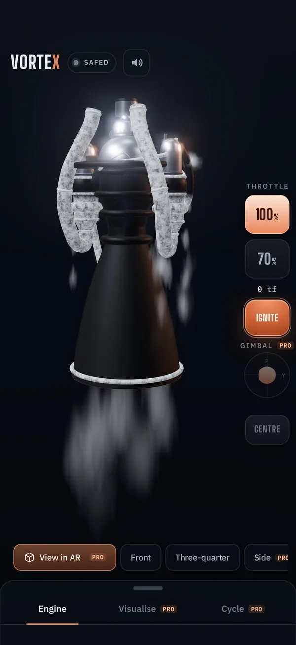 VorteX on iPhone: frost on the cryogenic lines and cold vapour spilling from the nozzle