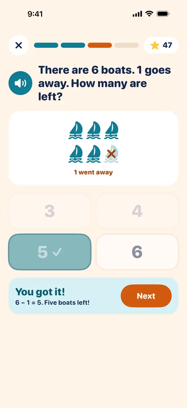 A maths question with pictures of boats: 